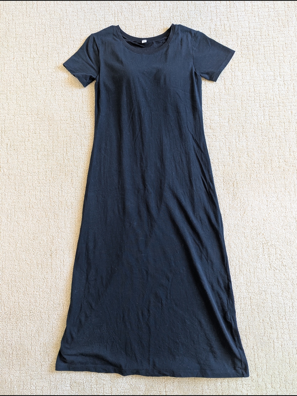 Uniqlo Built-In Bra Midi Dress Black Women XS T-shirt Crew Neck Minimalist Comfy